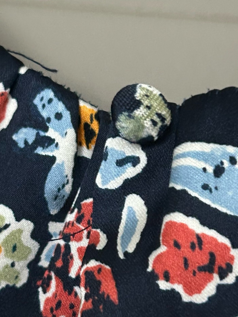 Navy Floral Long-Sleeve Peasant Blouse - Picture 12 of 12